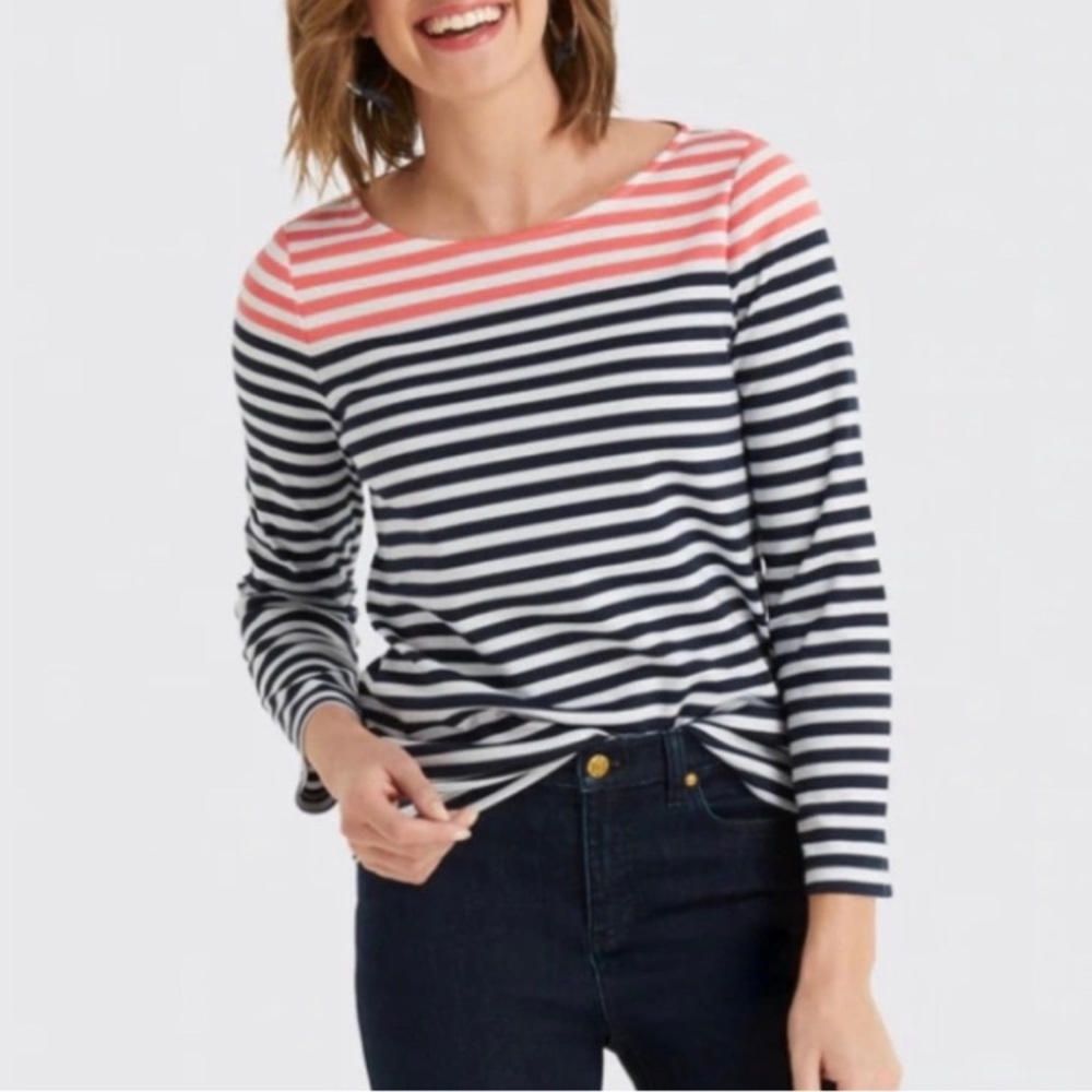 Draper James Multi Striped Boatneck Top